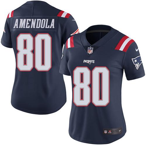 Nike Patriots #80 Danny Amendola Navy Blue Women's Stitched NFL Limited Rush Jersey